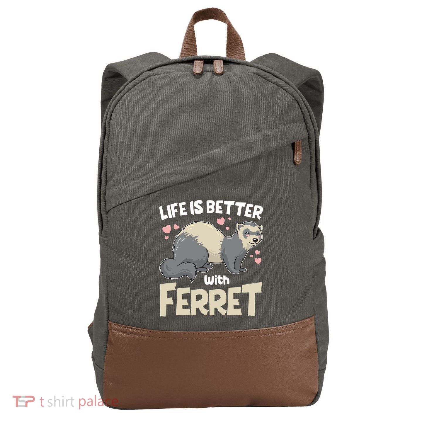 Funny Cute Life Is Better With Ferret Cotton Canvas Backpack