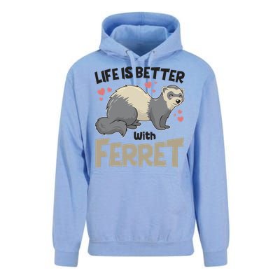 Funny Cute Life Is Better With Ferret Unisex Surf Hoodie