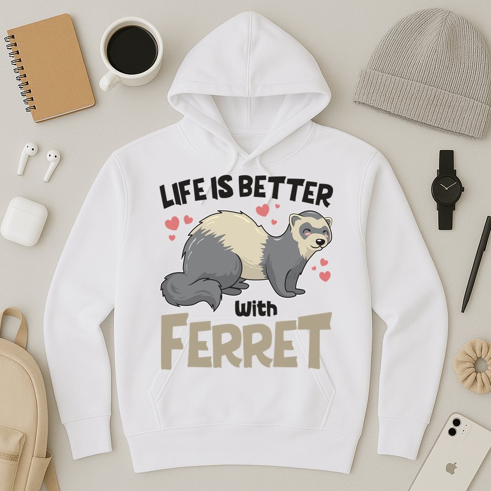 Funny Cute Life Is Better With Ferret Hoodie