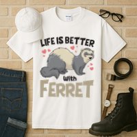 Funny Cute Life Is Better With Ferret Tall T-Shirt