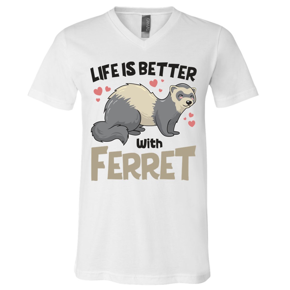 Funny Cute Life Is Better With Ferret V-Neck T-Shirt