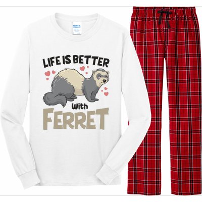 Funny Cute Life Is Better With Ferret Long Sleeve Pajama Set