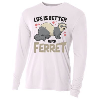 Funny Cute Life Is Better With Ferret Cooling Performance Long Sleeve Crew