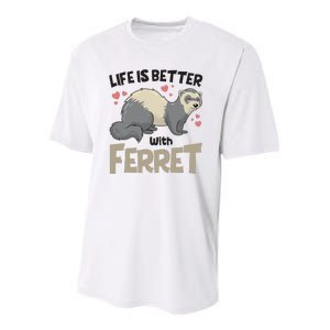 Funny Cute Life Is Better With Ferret Youth Performance Sprint T-Shirt