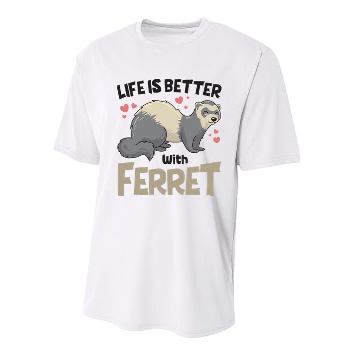 Funny Cute Life Is Better With Ferret Youth Performance Sprint T-Shirt