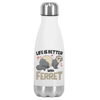 Funny Cute Life Is Better With Ferret Stainless Steel Insulated Water Bottle