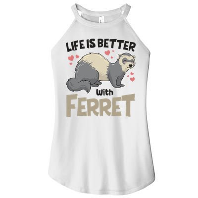 Funny Cute Life Is Better With Ferret Women's Perfect Tri Rocker Tank