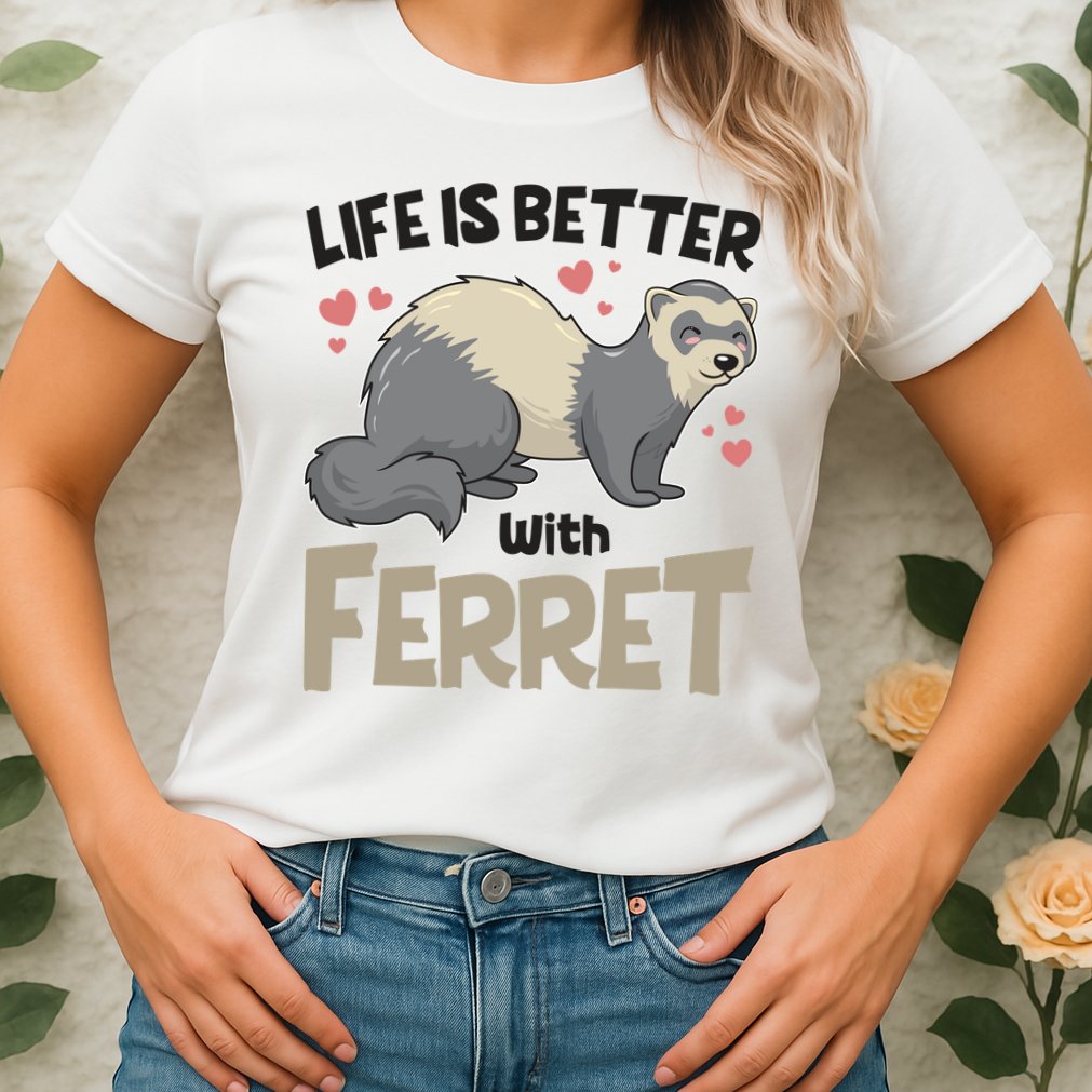 Funny Cute Life Is Better With Ferret Womens T-Shirt