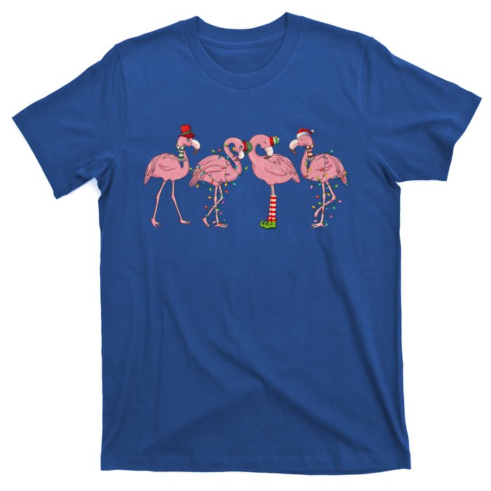 Flamingo Christmas Lights Pink Flamingo Xmas Squad Funny Gift T-Shirt