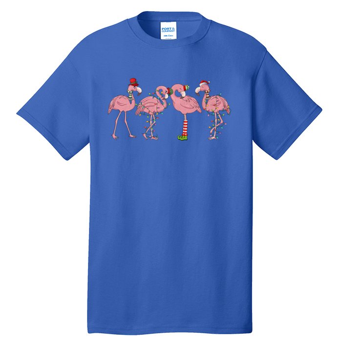 Flamingo Christmas Lights Pink Flamingo Xmas Squad Funny Gift Tall T-Shirt