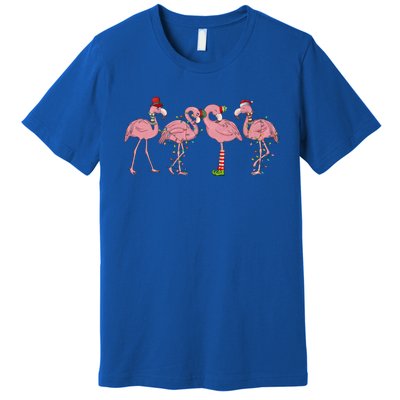 Flamingo Christmas Lights Pink Flamingo Xmas Squad Funny Gift Premium T-Shirt