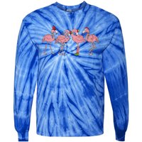 Flamingo Christmas Lights Pink Flamingo Xmas Squad Funny Gift Tie-Dye Long Sleeve Shirt