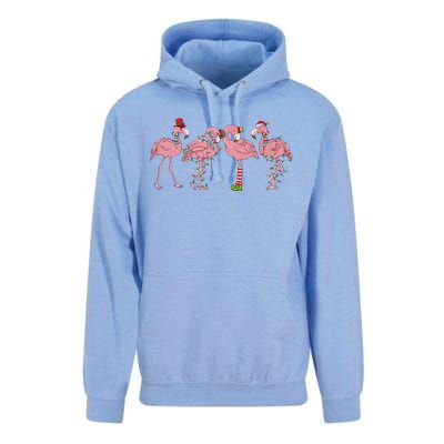 Flamingo Christmas Lights Pink Flamingo Xmas Squad Funny Gift Unisex Surf Hoodie