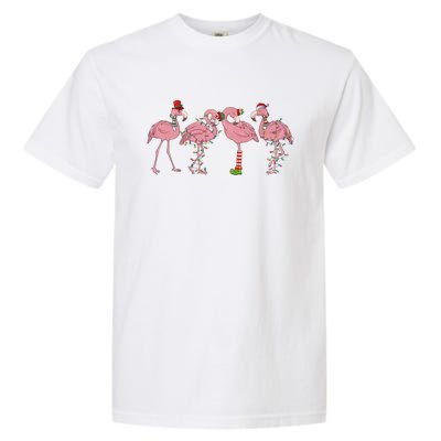 Flamingo Christmas Lights Pink Flamingo Xmas Squad Funny Gift Garment-Dyed Heavyweight T-Shirt