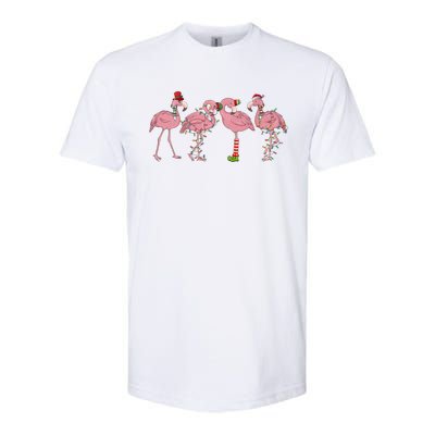 Flamingo Christmas Lights Pink Flamingo Xmas Squad Funny Gift Softstyle CVC T-Shirt