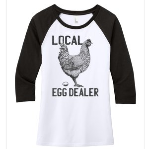 Funny Chicken Local Egg Dealer Support Women's Tri-Blend 3/4-Sleeve Raglan Shirt