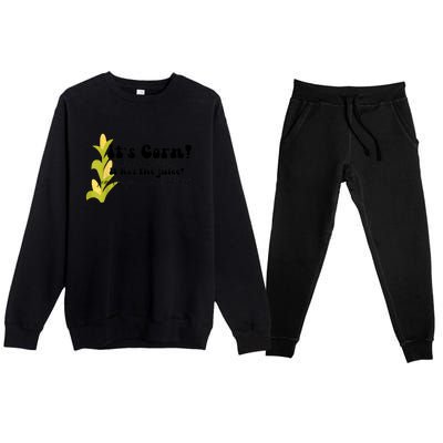 Funny Corn Lover Trendy It's Corn It Has The Juice Premium Crewneck Sweatsuit Set