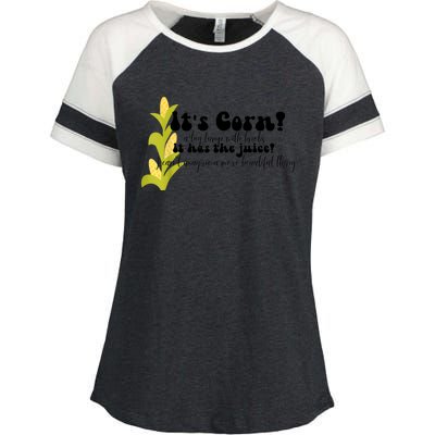 Funny Corn Lover Trendy It's Corn It Has The Juice Enza Ladies Jersey Colorblock Tee