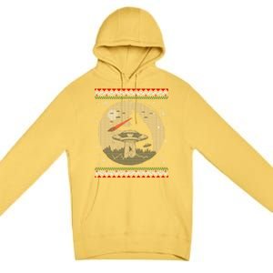 Funny Cat Laser Eye Spaceship Ufo Alien Ugly Christmas Funny Gift Premium Pullover Hoodie