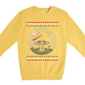 Funny Cat Laser Eye Spaceship Ufo Alien Ugly Christmas Funny Gift Premium Crewneck Sweatshirt