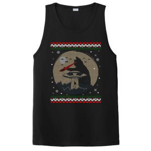 Funny Cat Laser Eye Spaceship Ufo Alien Ugly Christmas Funny Gift PosiCharge Competitor Tank