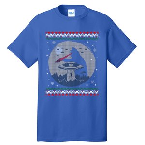 Funny Cat Laser Eye Spaceship Ufo Alien Ugly Christmas Funny Gift Tall T-Shirt