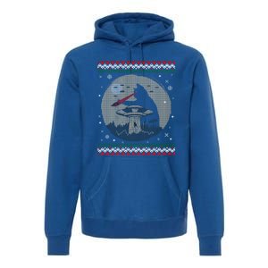 Funny Cat Laser Eye Spaceship Ufo Alien Ugly Christmas Funny Gift Premium Hoodie