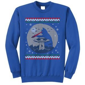 Funny Cat Laser Eye Spaceship Ufo Alien Ugly Christmas Funny Gift Tall Sweatshirt