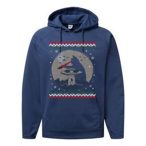 Funny Cat Laser Eye Spaceship Ufo Alien Ugly Christmas Funny Gift Performance Fleece Hoodie