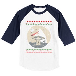 Funny Cat Laser Eye Spaceship Ufo Alien Ugly Christmas Funny Gift Baseball Sleeve Shirt