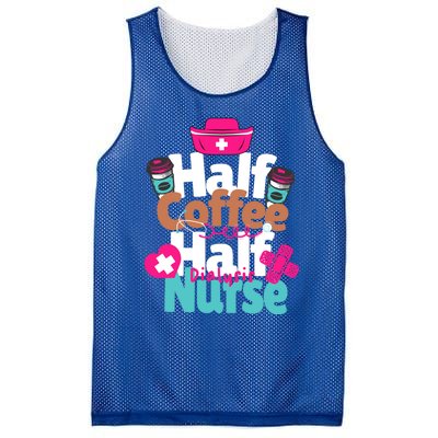 Funny Coffee Lover Quote Half Coffee Half Dialysis Nurse Gift Mesh Reversible Basketball Jersey Tank