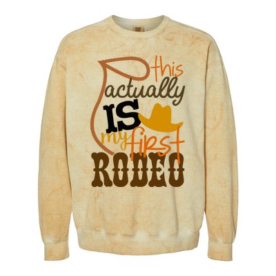 Funny Country Life Howdy This Actually Is My First Rodeo Colorblast Crewneck Sweatshirt