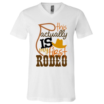 Funny Country Life Howdy This Actually Is My First Rodeo V-Neck T-Shirt