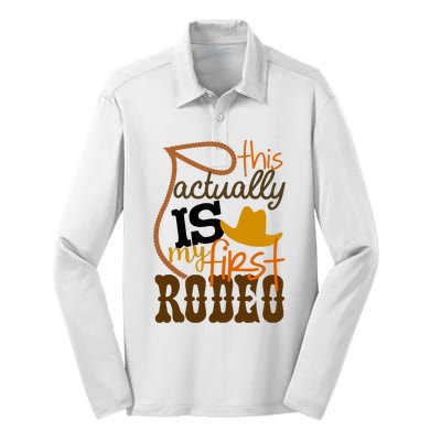 Funny Country Life Howdy This Actually Is My First Rodeo Silk Touch Performance Long Sleeve Polo