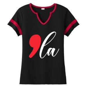 Funny Comma La Kamala Harris 2024 Ladies Halftime Notch Neck Tee