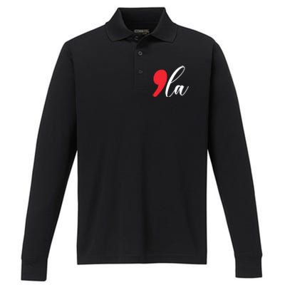 Funny Comma La Kamala Harris 2024 Performance Long Sleeve Polo