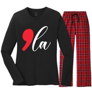 Funny Comma La Kamala Harris 2024 Women's Long Sleeve Flannel Pajama Set 