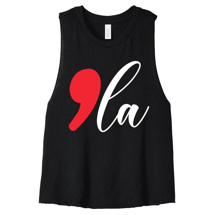 Funny Comma La Kamala Harris 2024 Women's Racerback Cropped Tank