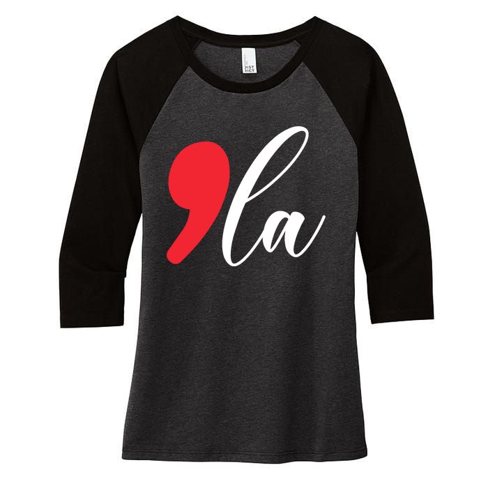 Funny Comma La Kamala Harris 2024 Women's Tri-Blend 3/4-Sleeve Raglan Shirt