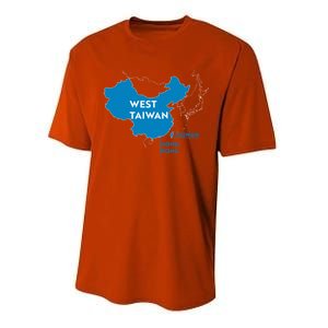 Funny China Map West Taiwan Gift Performance Sprint T-Shirt