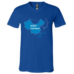 Funny China Map West Taiwan Gift V-Neck T-Shirt