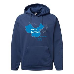 Funny China Map West Taiwan Gift Performance Fleece Hoodie