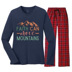 Faith Can Move Mountains Women's Long Sleeve Flannel Pajama Set 