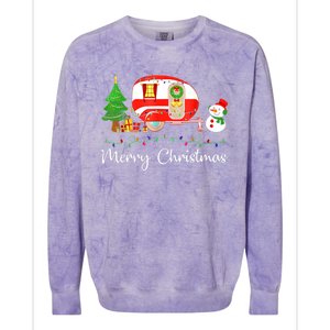 Funny Camping Merry Christmas Campers Snow Great Gift Colorblast Crewneck Sweatshirt