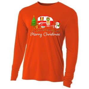 Funny Camping Merry Christmas Campers Snow Great Gift Cooling Performance Long Sleeve Crew