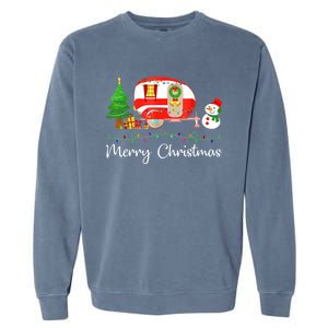 Funny Camping Merry Christmas Campers Snow Great Gift Garment-Dyed Sweatshirt