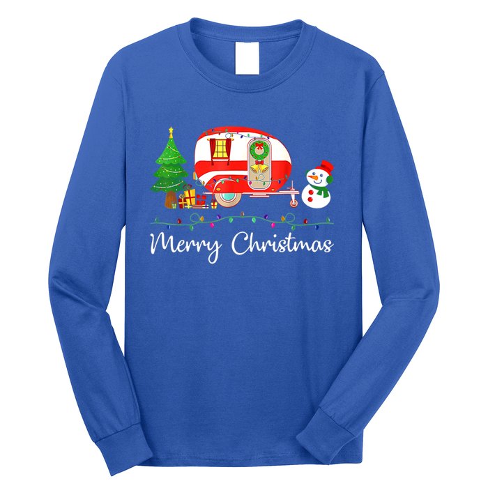 Funny Camping Merry Christmas Campers Snow Great Gift Long Sleeve Shirt