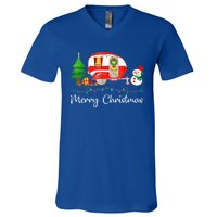 Funny Camping Merry Christmas Campers Snow Great Gift V-Neck T-Shirt