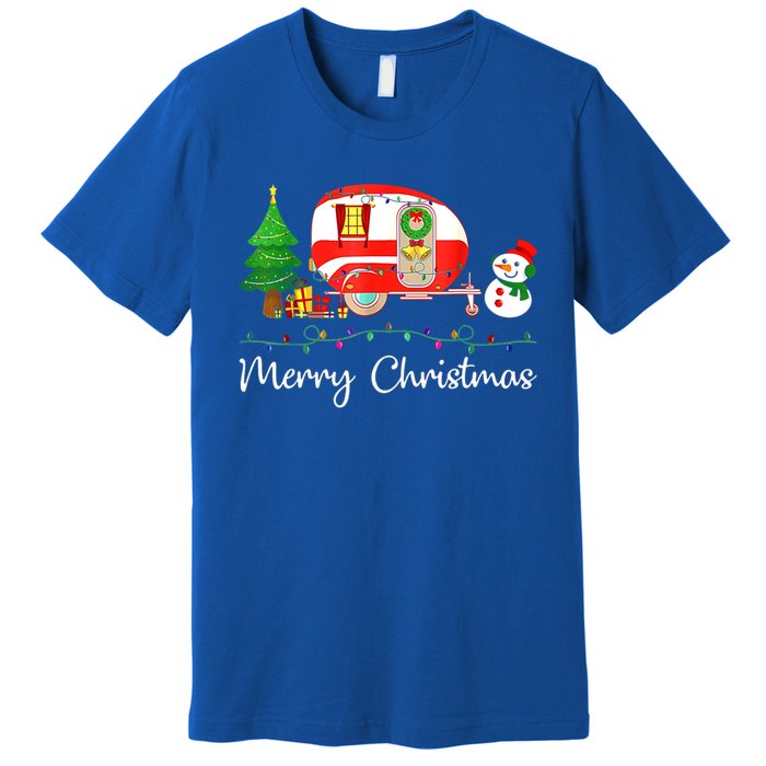 Funny Camping Merry Christmas Campers Snow Great Gift Premium T-Shirt