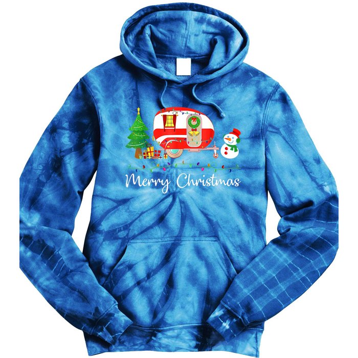 Funny Camping Merry Christmas Campers Snow Great Gift Tie Dye Hoodie